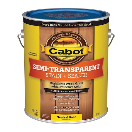 Cabot Cabot Semi-Transparent Low VOC Semi-Transparent Tintable Neutral Base Stain and Sealer 1 gal 140.0016306.007